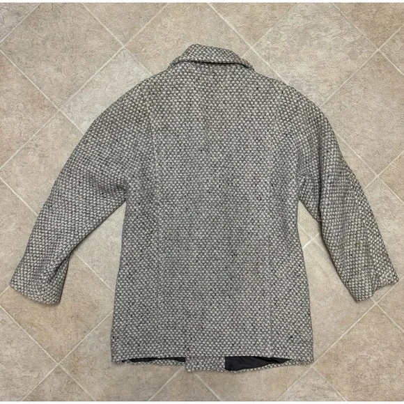 Multi Gray Wool Tweed Coat Women 5/6 Country Preppy Chunky 80s Cottage Vintage - Picture 8 of 8
